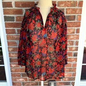 Grand & Greene Lurex Blend Floral Top